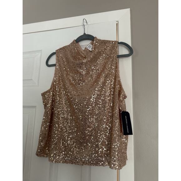 Melrose and Market Rose Gold Sequin Tank Top New Year’s Eve Party Holidays - Picture 5 of 8